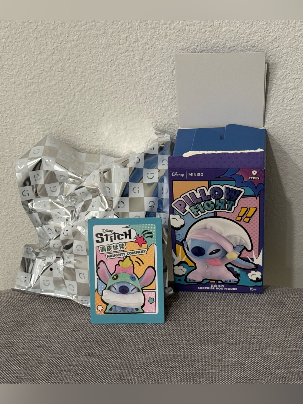 MINISO STITCH PILLOW FIGHT BLIND BOX - CONFIRMED NAUGHTY COMPANY